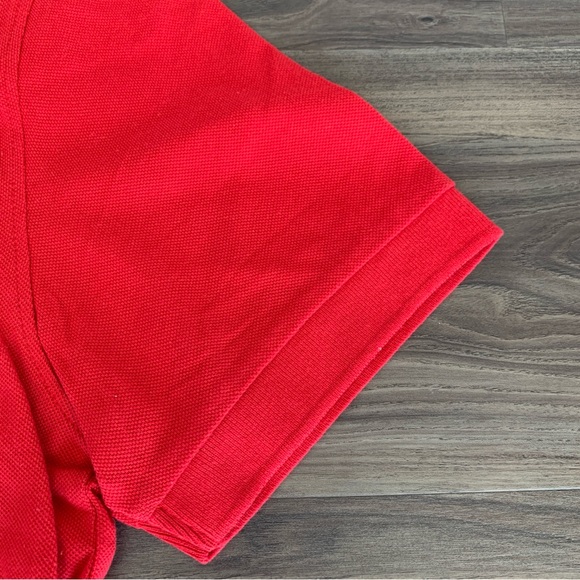 Sale! Chaps Polo Shirt Poppy Red Cotton with Striped Collar Size M - Picture 5 of 7